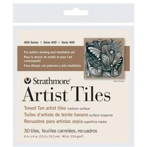 Strathmore 400 Series Artist Tiles 4" x 4" - (30 Sheets, 80lb) Toned Tan