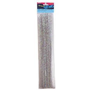 Iridescent White Tinsel Chenille Stems 12" - (25 Pack) pipe cleaners
