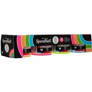 Speedball Screen Printing Fabric Ink Set-  Flourescents  4-4oz jars 45024