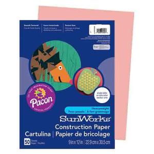 Pacon Heavyweight Construction Paper 9" x 12" - (50 Sheets) Salmon