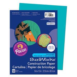 Pacon Sunworks Heavyweight Construction Paper 9" x 12" - (50 Sheets) Blue Green