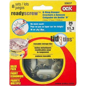 Ook Ready Screw D-Ring Hangers & Tin - (8 Sets) Large