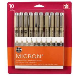 Sakura Pigma Micron Fine & Bold Pens -Grays and Blacks (10pk) 50146
