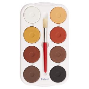 Richeson Large Tempera Cake Set with Brush  (8 Colors) Skin Tones