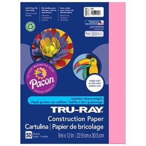 Sulphite Construction Paper 9" x 12" - (50 Sheets) Shocking Pink