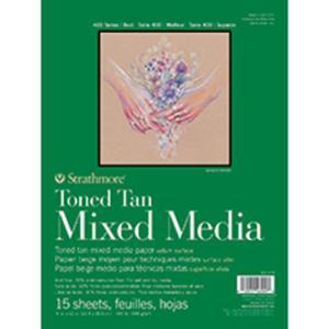 Strathmore 400 Series Toned Tan Mixed Media Pad ( 462 ) 11" x 14" - (15 Sheets, 184lb) Glue Bound