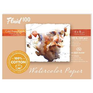 Fluid 100  Cold Press Watercolor Paper Easy-Block 6"  x 8"  – (15 Sheets, 300lb)
