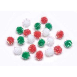 Craft Pom Poms Assorted Christmas Iridescent 10mm (110 count)