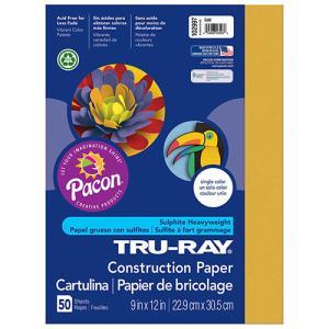 Sulphite Construction Paper 9" x 12" - (50 Sheets) Gold