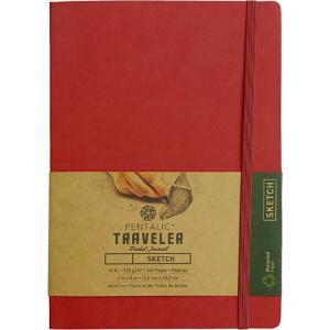 Pentalic Traveler Pocket Journal 6" x 8" - (160 Pages, 74lb) Sketch, Red
