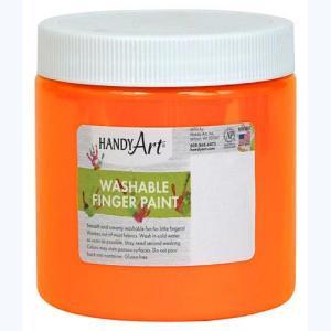 Handy Art Washable Finger Paint - (8oz/237ml) Fluorescent Orange