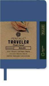 Pentalic Traveler Pocket Journal 4" x 6" - (160 Pages, 74lb) Ruled, Demin Blue