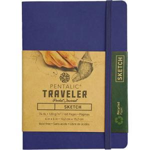 Pentalic Traveler Pocket Journal 4" x 6" - (160 Pages, 74lb) Sketch, Royal Blue