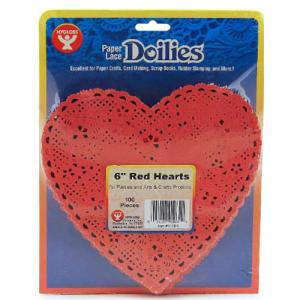Hygloss Paper Lace Doilies 6" - (100 Pack) Red Hearts