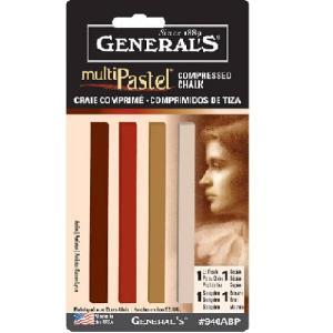 General's Multi Pastel Compressed Chalk Crayons Set - Earthtone Pastels 4 Pack  940ABP