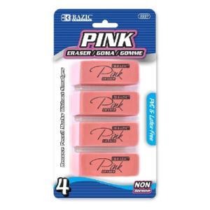 Bazic Pink Beveled Erasers 4ct