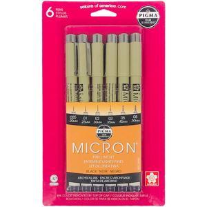 Sakura Pigma Micron Pen Set - (6 Pack) Black